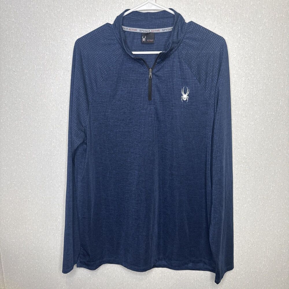 Spyder ProWEB Quarter Zip Pullover Shirt Mens Large Long Sleeve Blue Golf Top